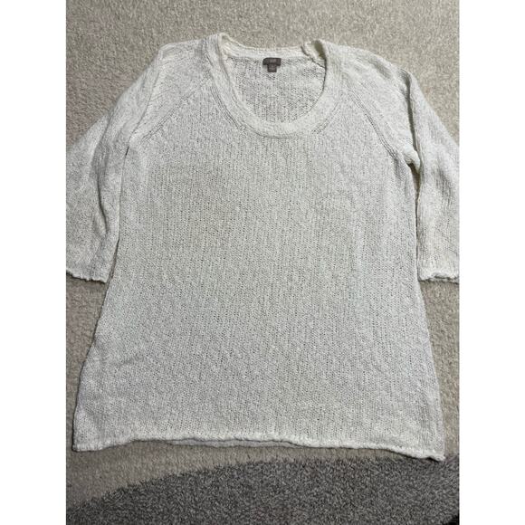 J. Jill Textured Scoop Neck Sweater Womens XL 3/4 Sleeve White Open Knit - Picture 1 of 8